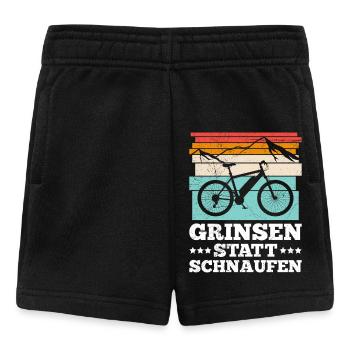 Elektro Fahrrad GRINSEN STATT SCHNAUFEN Lustiges - Baby Shorts - Schwarz - Vorne