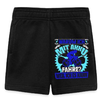 E-Bike WARUM ICH MIT AKKU FAHRE? WEIL ICHS KANN - Baby Shorts - Schwarz - Vorne