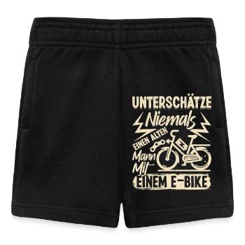 EBike UNTERSCHÄTZE NIE EINEN ALTEN MANN MIT E-BIKE - Baby Shorts - Schwarz - Vorne