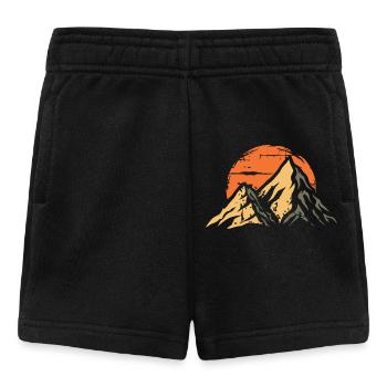 vintage Berge mit Abendsonne - Wander Symbol - Baby Shorts - Schwarz - Vorne