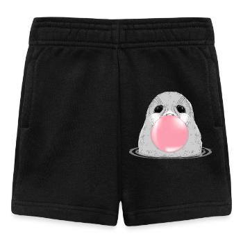 Robbe mit Kaugummiblase – Lustiges Tiermotiv - Baby Shorts - Schwarz - Vorne