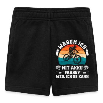 Elektro Rad WARUM ICH MIT AKKU FAHRE Lustig - Baby Shorts - Schwarz - Vorne