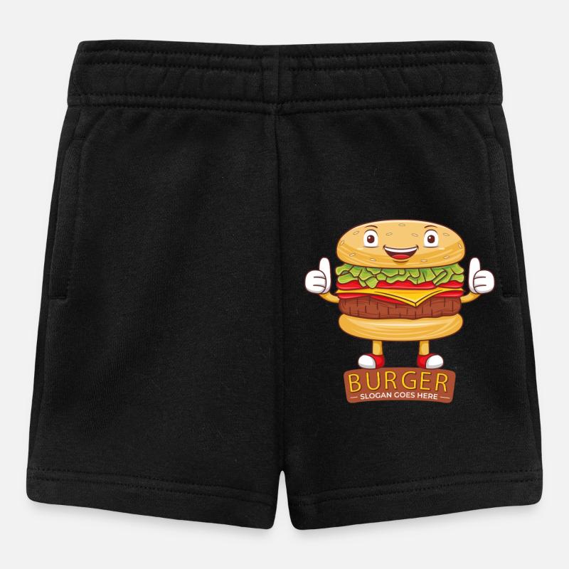 Mignon burger dessin animé art - Short Bébé - noir