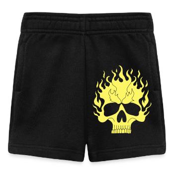 Yellow Flaming Skull - Baby Shorts - black - Front