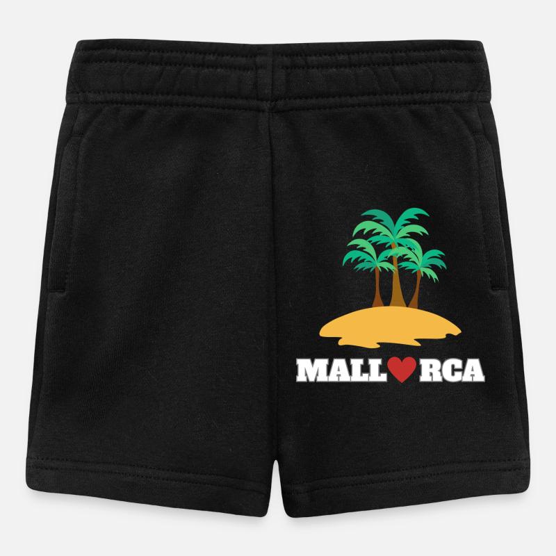 Majorque avec son cœur, ses palmiers et sa plage - Short Bébé - noir