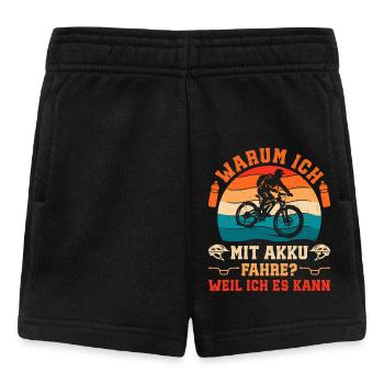Elektro Rad WARUM ICH MIT AKKU FAHRE Lustig - Baby Shorts - Schwarz - Vorne