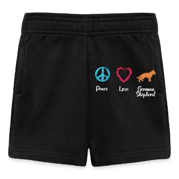 Frieden Liebe Schäferhund - Baby Shorts - Schwarz - Vorne