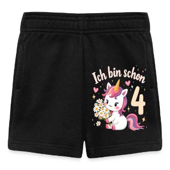 Licorne mignonne 4e anniversaire pour les filles - Short Bébé - noir - Devant