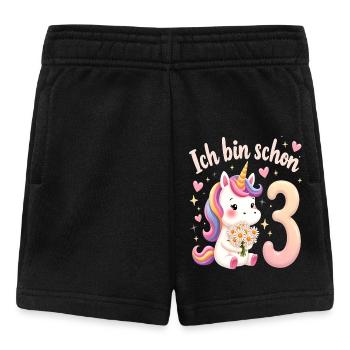 Licorne mignonne 3ème anniversaire pour les filles - Short Bébé - noir - Devant