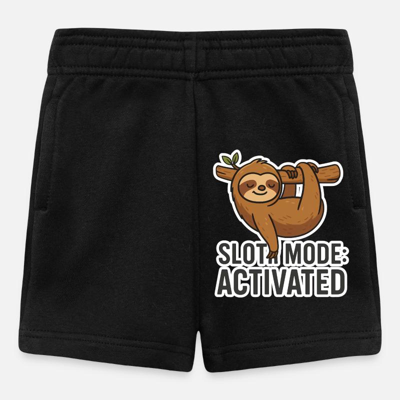 Sloth Mode: Activated - Funny Sloth Saying - Baby Shorts - black