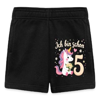 Licorne mignonne 5e anniversaire pour les filles - Short Bébé - noir - Devant
