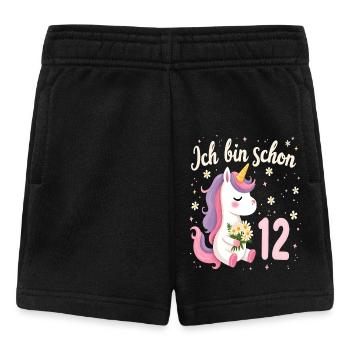 Licorne mignonne 12e anniversaire pour les filles - Short Bébé - noir - Devant