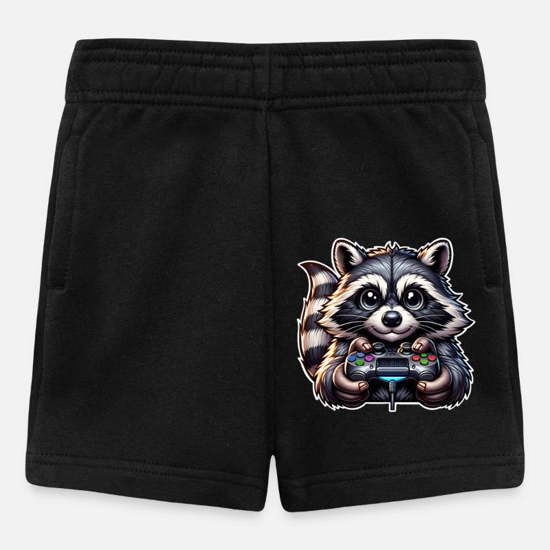 Raton laveur Gamer Nerd de jeu - Short Bébé - noir