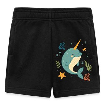Narwal im Meer – Das Einhorn der Ozeane - Baby Shorts - Schwarz - Vorne