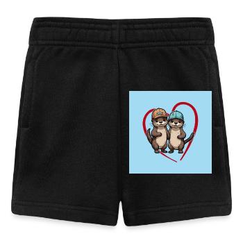 Deux loutres avec des casquettes de baseball, des copains et des amis - Short Bébé - noir - Devant