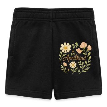 🌼 Aprilkind – Frühlingsbaby Design mit Blumen - Baby Shorts - Schwarz - Vorne