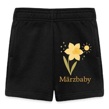 ☀️ Märzbaby – Narzisse & Sonnenstrahlen Design - Baby Shorts - Schwarz - Vorne