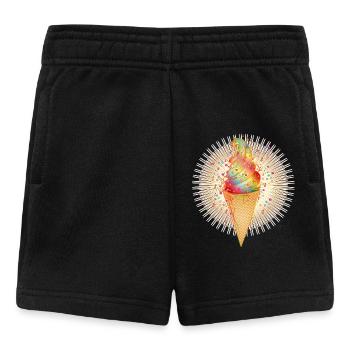Cheerful soft cream motif with rainbow colours - Baby Shorts - black - Front