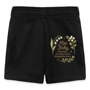 Mai Baby Design – Maiglöckchen Geschenkidee - Baby Shorts - Schwarz - Vorne
