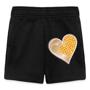 Heart waffles with powdered sugar and lace rim - Baby Shorts - black - Front