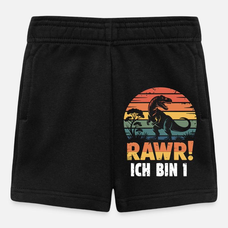 Rawr Dino a 1 an - Short Bébé - noir