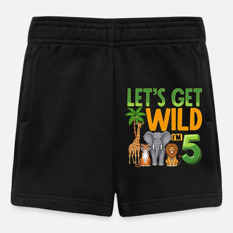 Let's Get Wild I'm 5 - Baby Shorts - Schwarz