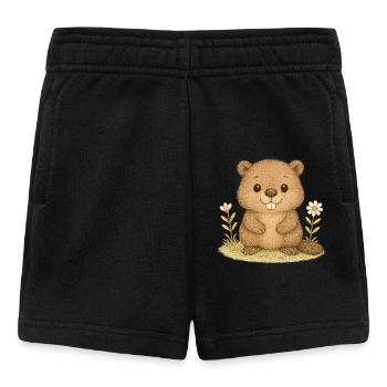 Nordischer Wald - Süßer Biber - Baby Shorts - Schwarz - Vorne
