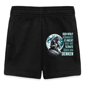 Wölfe DEN WOLF KÜMMERT ES NICHT WAS SCHAFE DENKEN - Baby Shorts - Schwarz - Vorne
