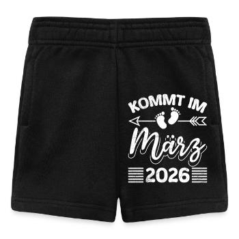Werdende Mutter KOMMT IM MÄRZ 2026 Lustig - Baby Shorts - Schwarz - Vorne
