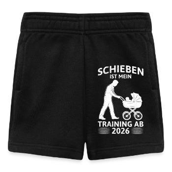 Bald Papa SCHIEBEN IST MEIN TRAINING AB 2026 - Baby Shorts - Schwarz - Vorne