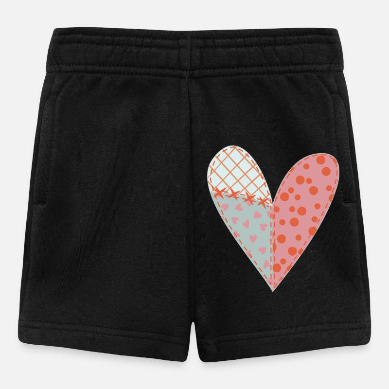 Patchwork Heart No11 - Baby Shorts - black