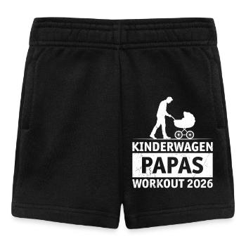 Bald Papa KINDERWAGEN PAPAS WORKOUT 2026 Lustig - Baby Shorts - Schwarz - Vorne