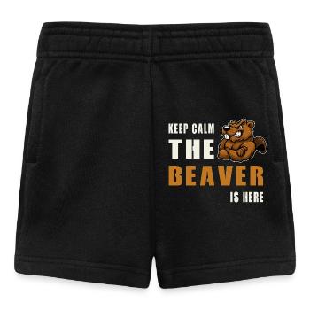 Stay calm, beaver is here - Baby Shorts - black - Front
