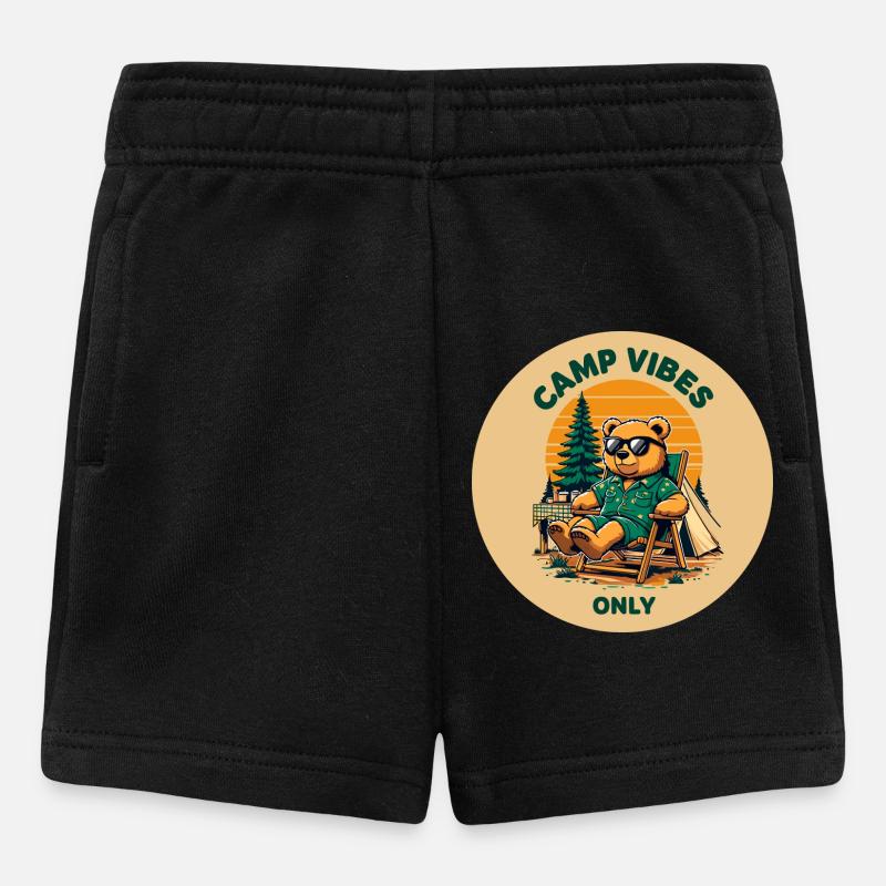Camp Vibes Bear Camping Logo - Short Bébé - noir