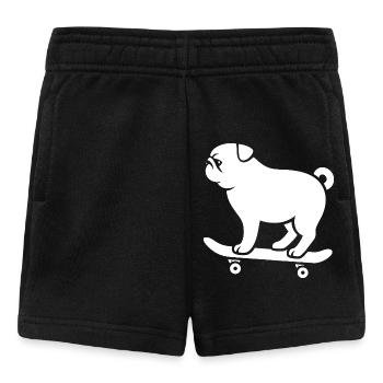 Minimalistischer Mops Skateboarder Katze - Baby Shorts - Schwarz - Vorne
