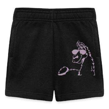Cooles Lama Alpaka Sonnenbrille Silhouette - Baby Shorts - Schwarz - Vorne