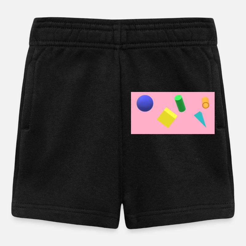 Vibrant Geometric Shapes on Pastel Background - Baby Shorts - black