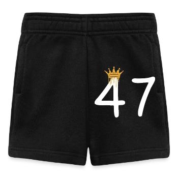 Golden crown over number 47 design - Baby Shorts - black - Front