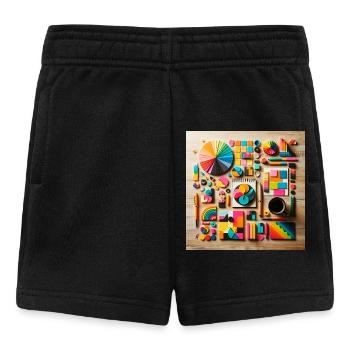 Abstrakte Komposition aus farbigen Formen - Baby Shorts - Schwarz - Vorne