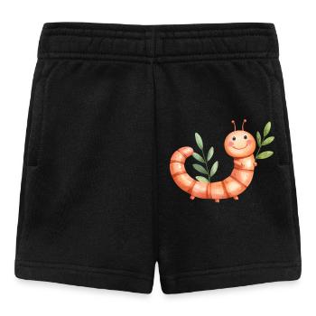Fröhliche Larve mit Blättern vor dem Hintergrund der Pflanzen - Baby Shorts - Schwarz - Vorne