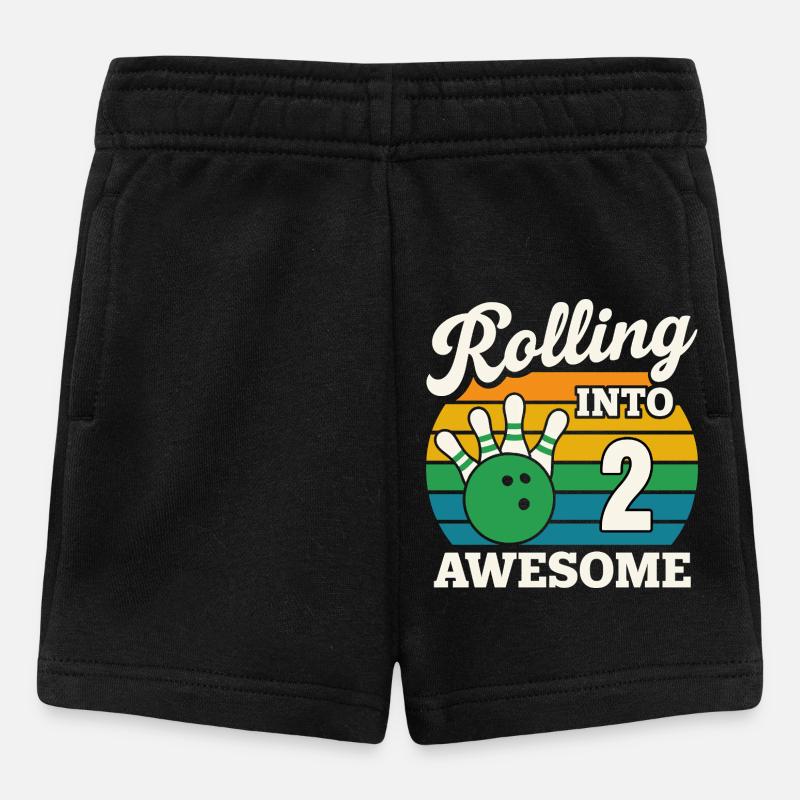 Rolling Into 2 with Bowling Ball - Baby Shorts - black