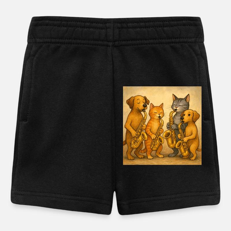 Illustration de groupe de jazz animal ludique - Short Bébé - noir