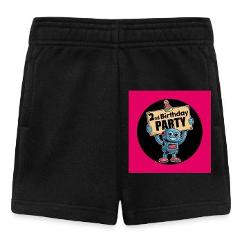 Roboter 2. Geburtstag Party Design - Baby Shorts - Schwarz - Vorne