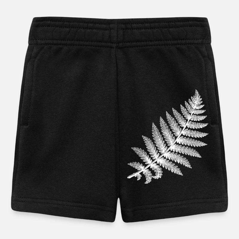 Feuille de fougère en silhouette blanche - Short Bébé - noir