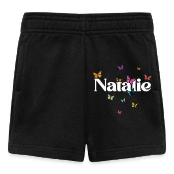 Beau prénom de fille avec des papillons NATALIE - Short Bébé - noir - Devant