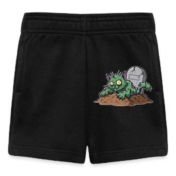 Gruseliger Katzenzombie mit Grabstein - Baby Shorts - Schwarz - Vorne
