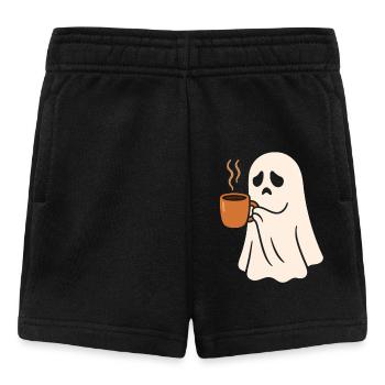 Scary ghost with coffee cup - Baby Shorts - black - Front