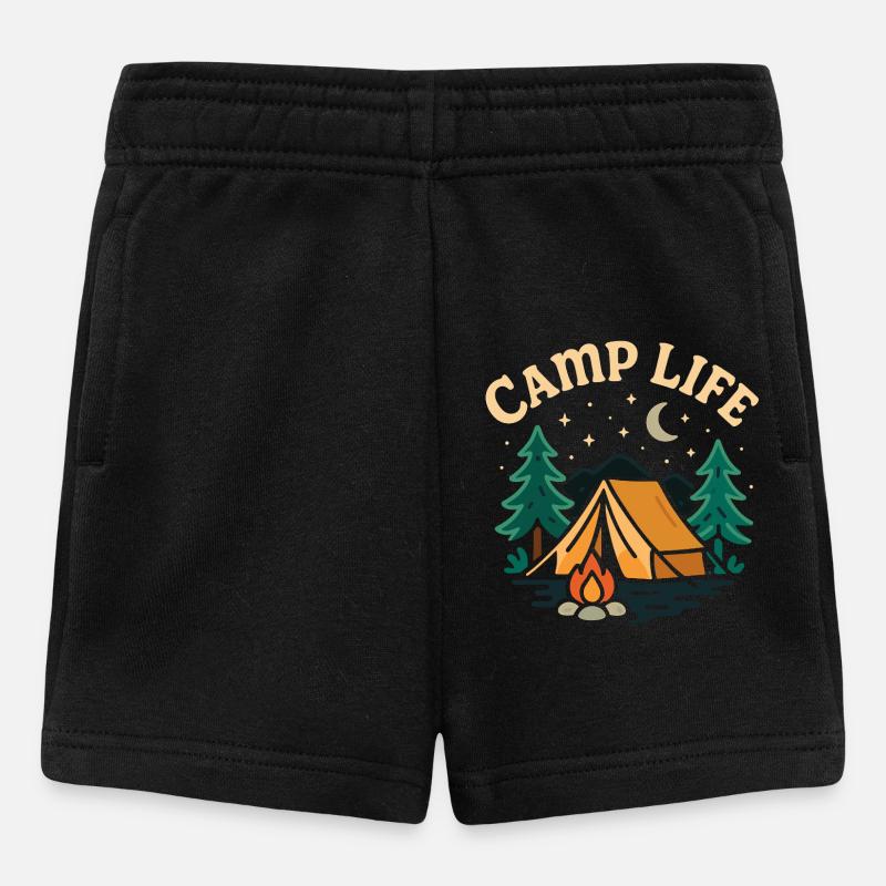 Evening tented camp with starry sky - Baby Shorts - black