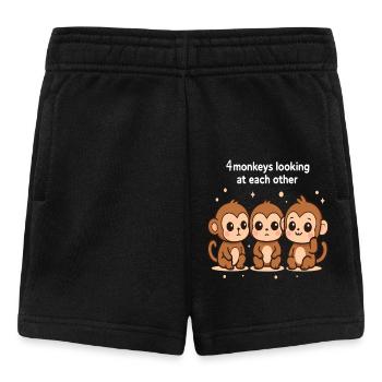 4 singes se regardent - Short Bébé - noir - Devant