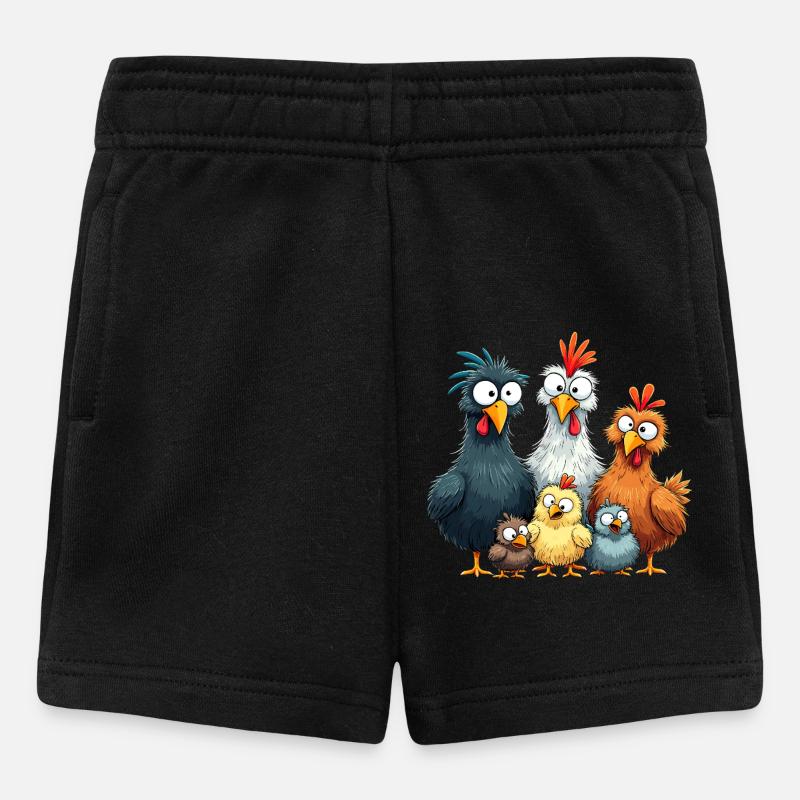 Bunte Hühnergruppe Comedy Design - Baby Shorts - Schwarz